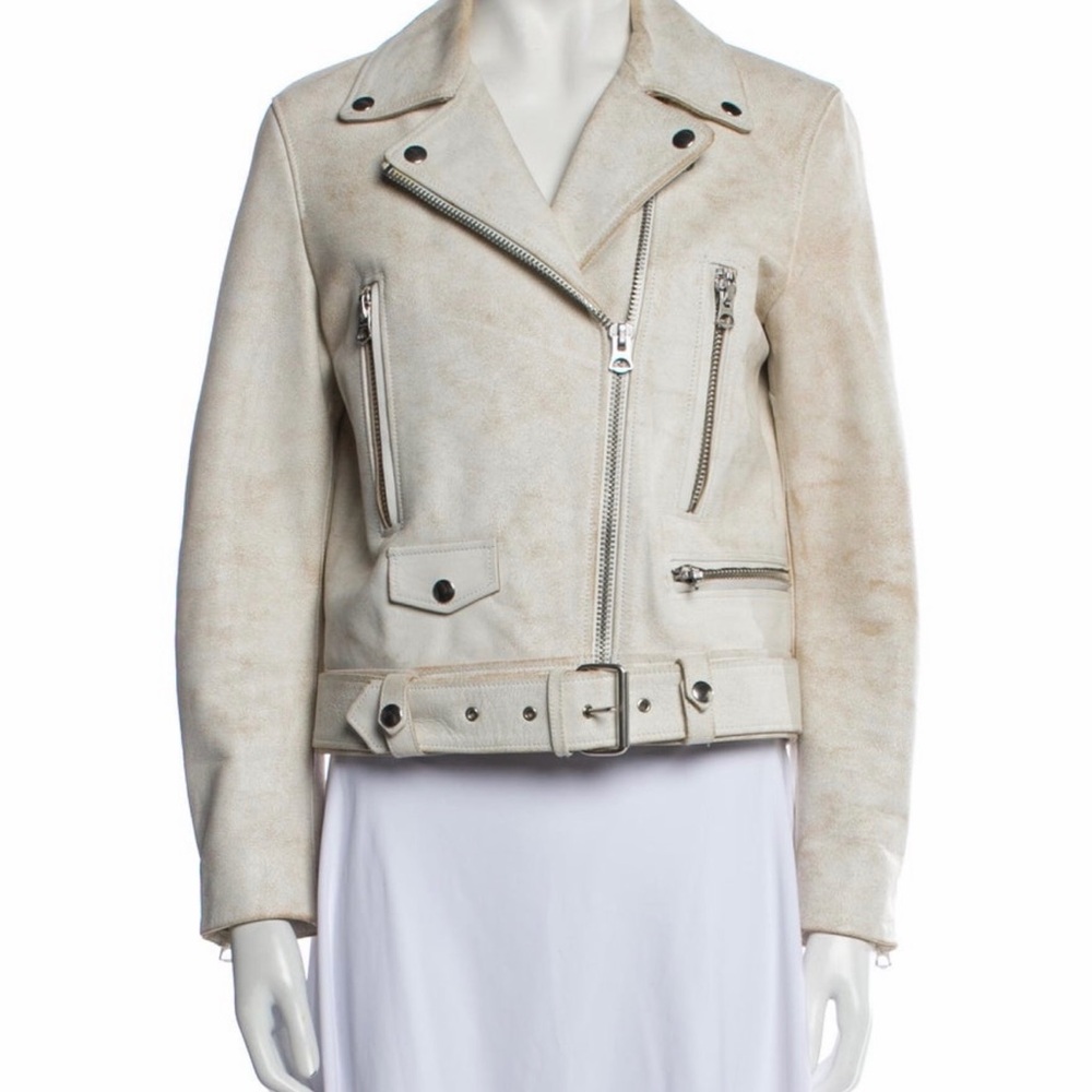 Acne studios Women's Cream cracked leather Biker Jacket